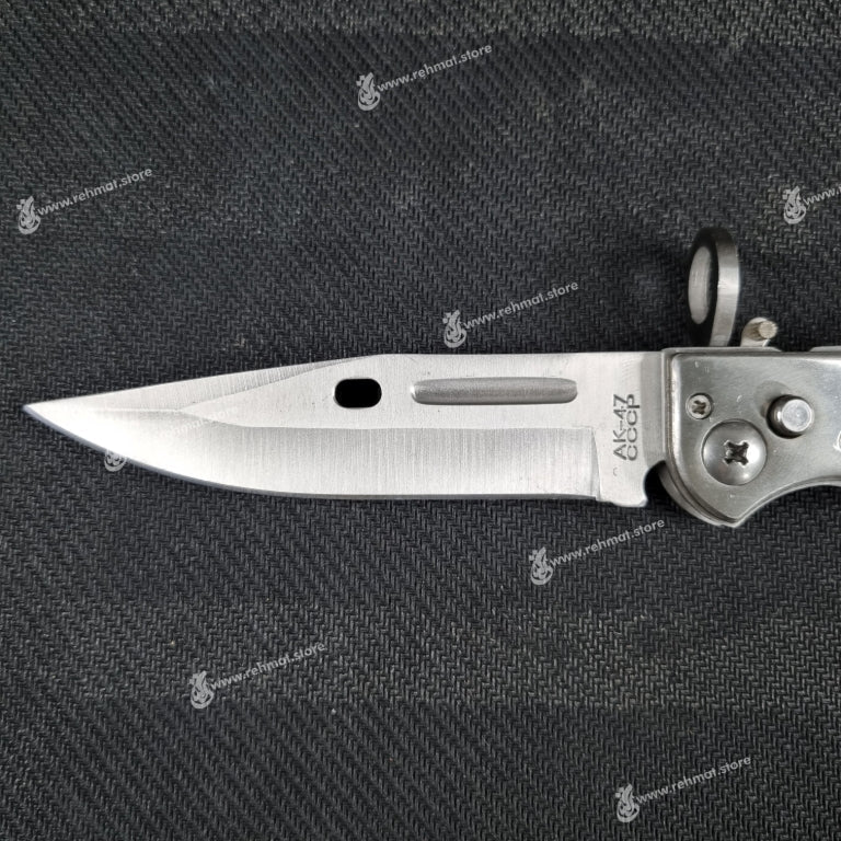 AK47 CCCP Steel Button Folding Knife | 3.6"/8.8"