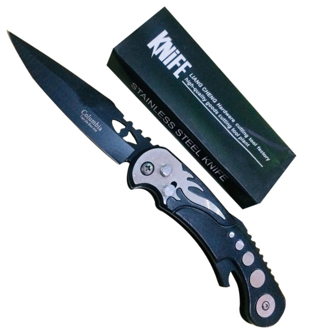 Stainless Steel Button Folding Knife | Liang Cheng | 816 | 3.7"/8.5"