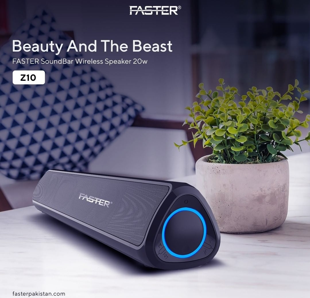 Faster SOUNDBAR 20W Rechargeable BT Speaker | 10Wx2 | Z10