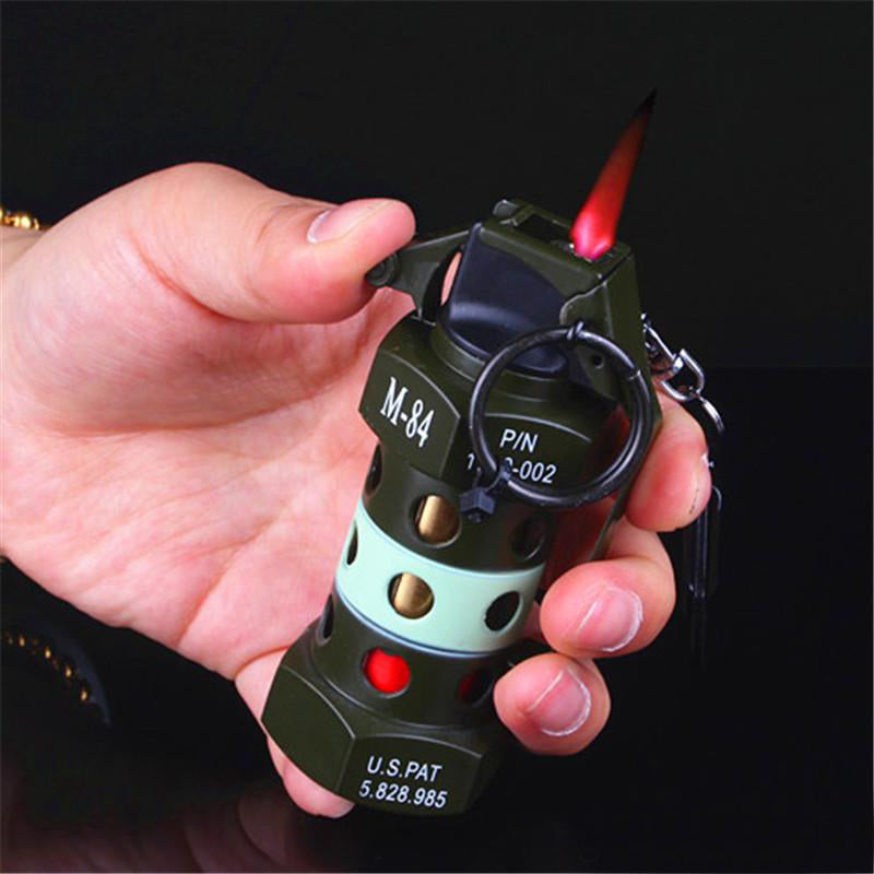 Flashbang Style Grenade Lighter | Adjustable Burner Flame | Refillable Gas