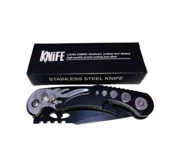 Stainless Steel Button Folding Knife | Liang Cheng | 816 | 3.7"/8.5"