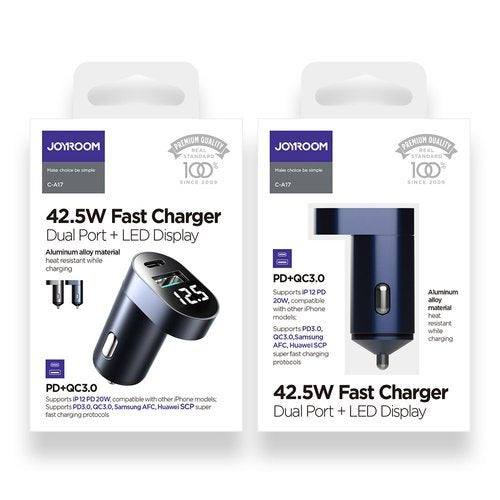 Joyroom 48W Super Fast Car Charger Dual Port + Led Display | C-A17