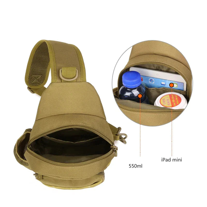 Tactical Outdoor Chest/Shoulder Bag with Bottle Holder
