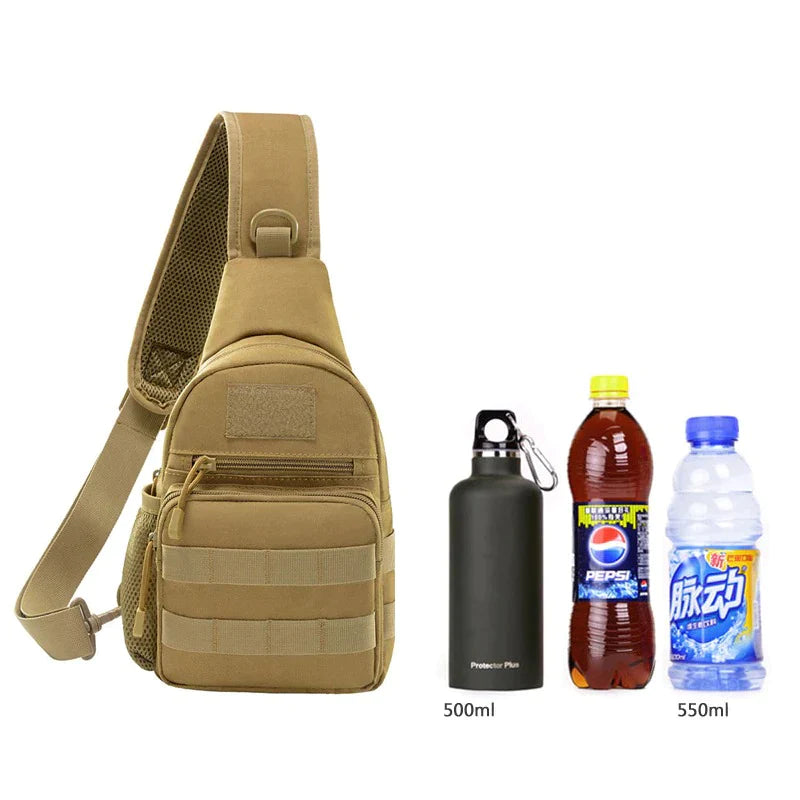 Tactical Outdoor Chest/Shoulder Bag with Bottle Holder