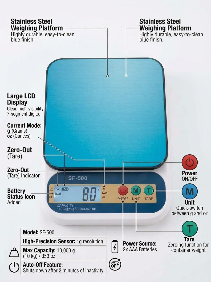 Digital Kitchen Weight Scale | Capacity: 10kg | SF-500