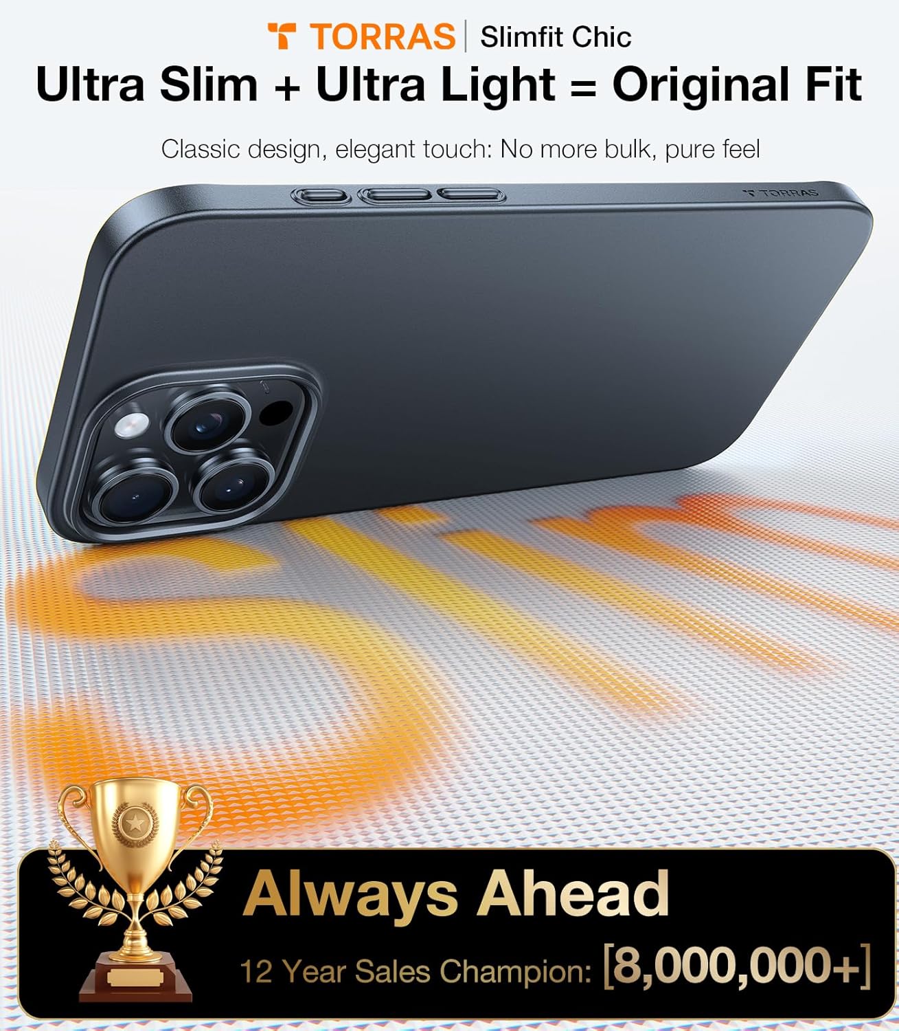 Torras OriginFit Series Thin Case for iPhone 15 Pro Max 6.7" - Black