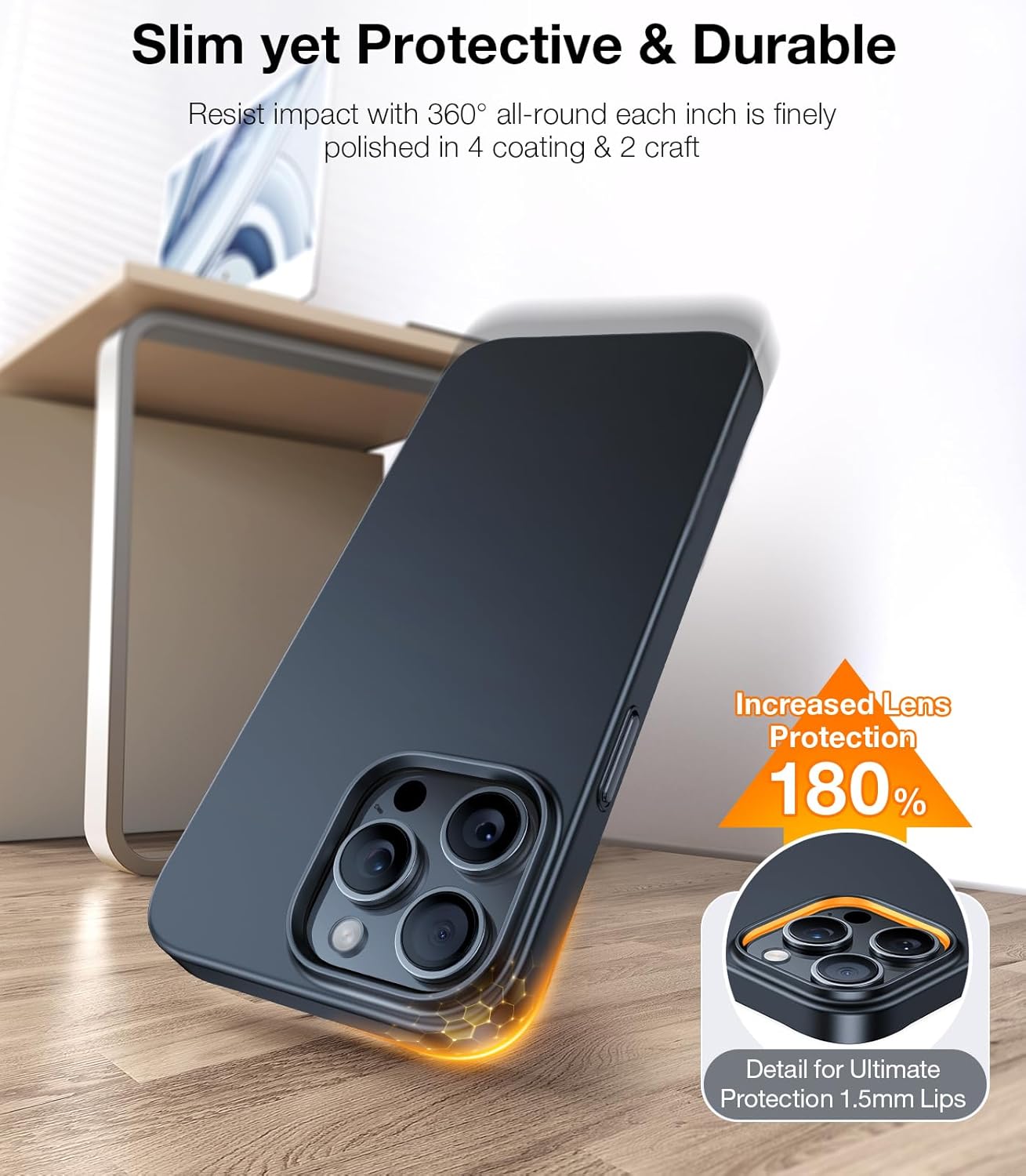 Torras OriginFit Series Thin Case for iPhone 15 Pro Max 6.7" - Black