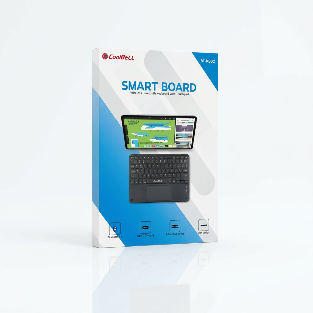 CoolBell Type-C Rechargeable Wireless Bluetooth Keyboard with Touchpad | Smart Board BT-KB02.