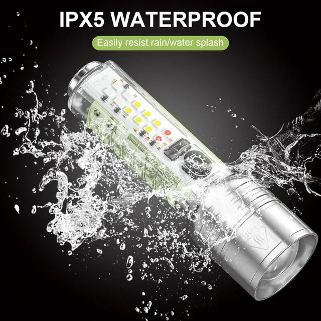 Multifunctional Metal Zoom Torch Light / Flashlight | Type-C | IPX5 | 520A