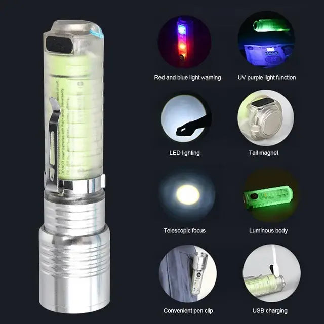Multifunctional Metal Zoom Torch Light / Flashlight | Type-C | IPX5 | 520A