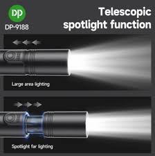 Mini Pocket Torch Light / Flashlight | 2W Zoomable | 800mAh Type-C Charging | DP-9188 | Black)