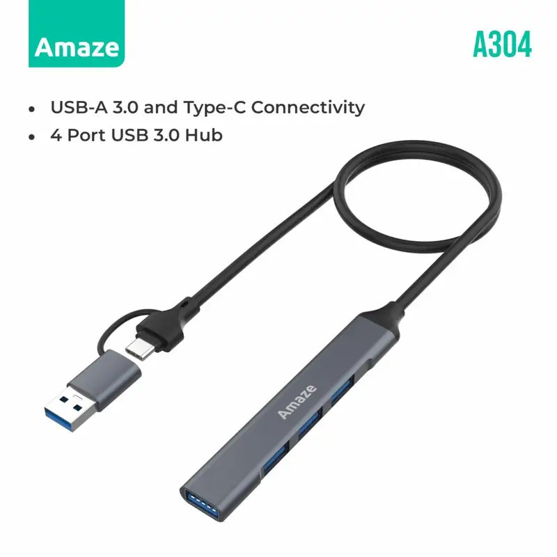 Amaze A304 USB3.0 + Type-C to 4 in 1 USB 3.0 Hub