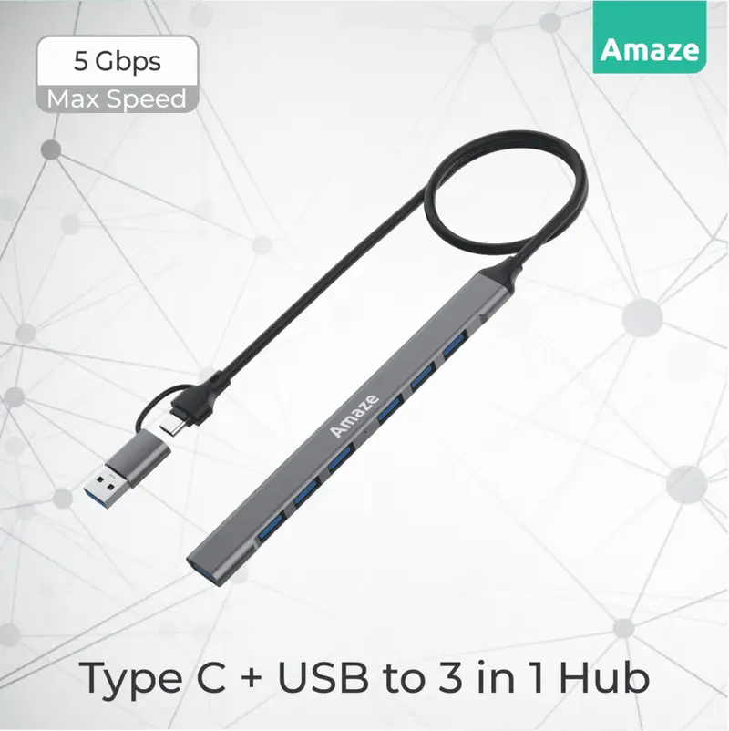 Amaze A307 USB + Type C 7-Port USB 3.0 HUB