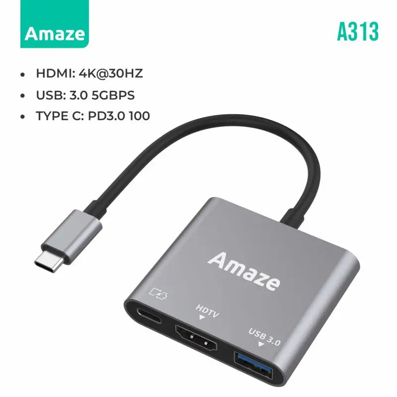 Amaze A313 3-in-1 Type C Hub Adapter