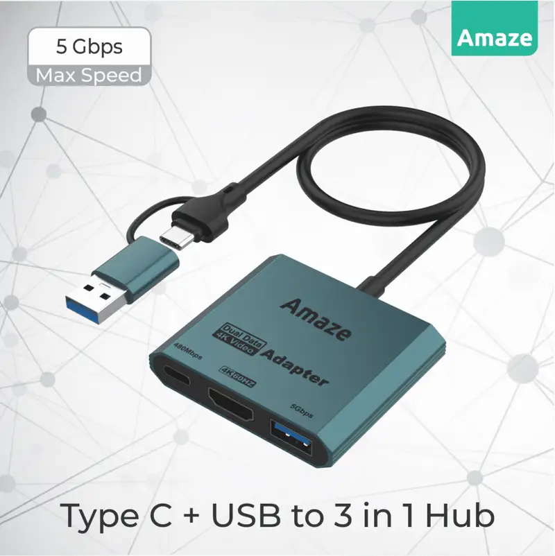 Amaze A315 Type C + USB to 3 in 1 Hub