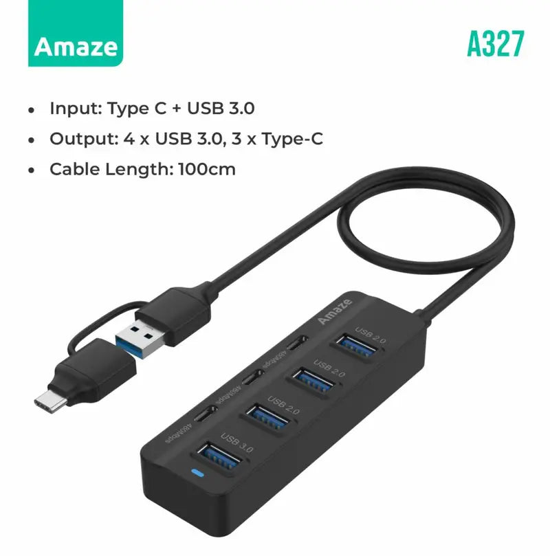 Amaze A327 Type C + USB 3.0 7 Port Hub