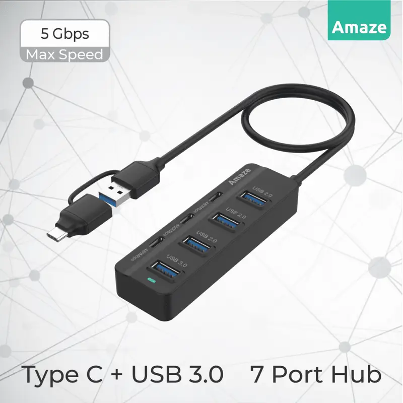 Amaze A327 Type C + USB 3.0 7 Port Hub