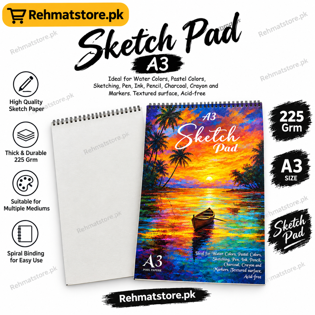 Pixel Sketch Book/Pad A3 Imported 225Grm | A4-015