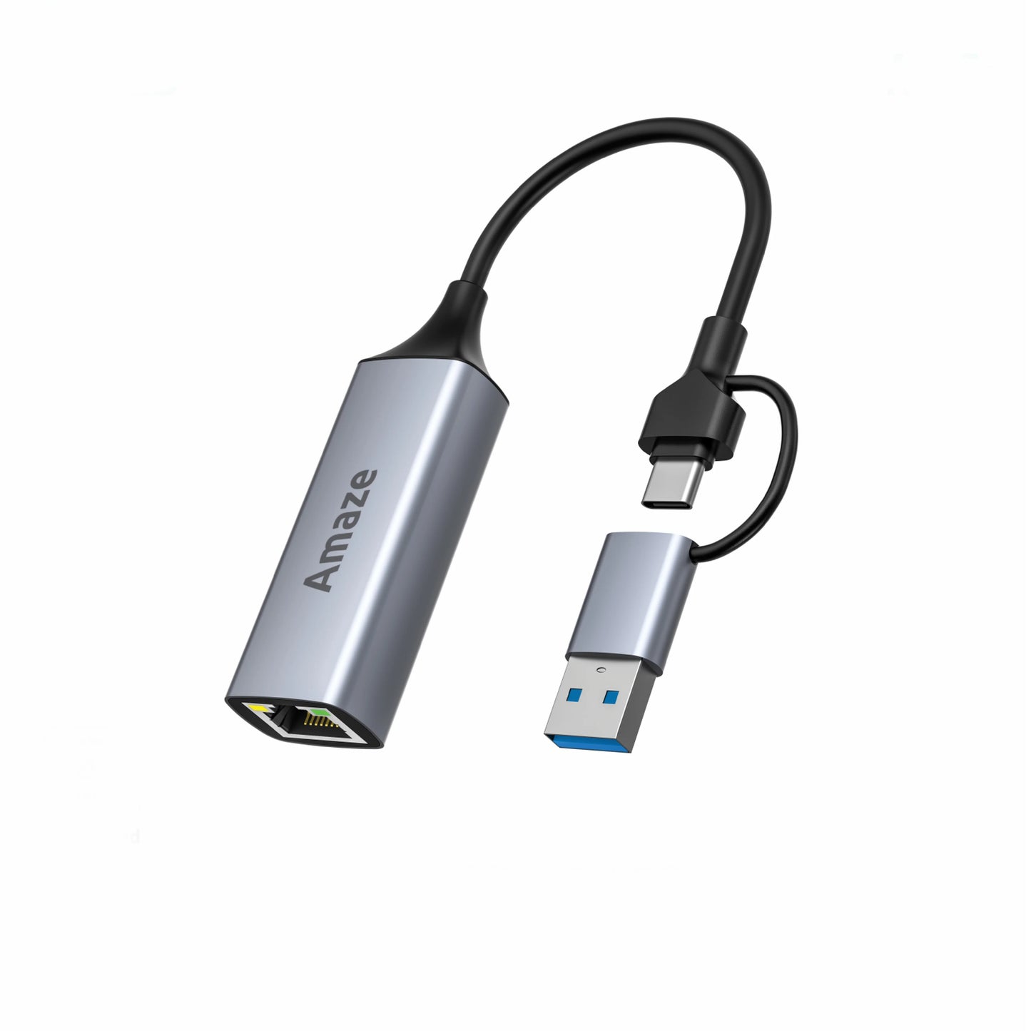 Amaze USB-A 3.0 + Type-C to RJ45 Ethernet LAN Adapter | A425s