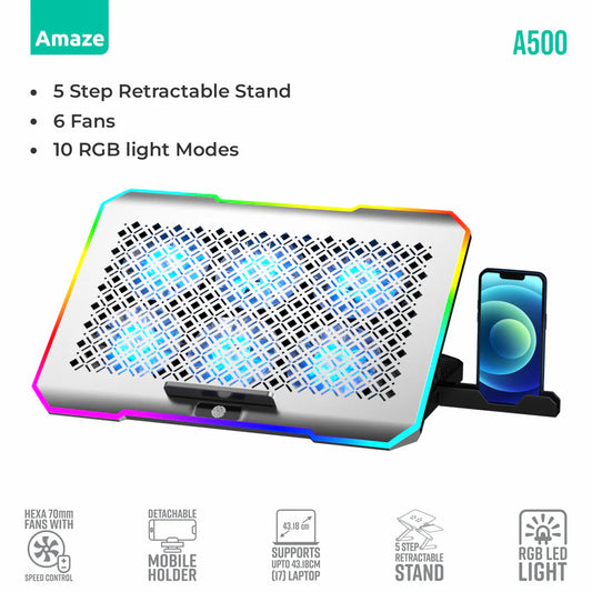 Amaze 6 Fan RGB Laptop Cooling Pad / Laptop Stand | A500