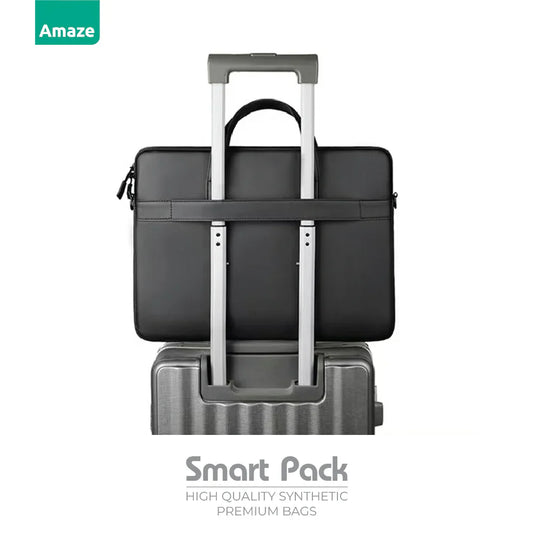 Amaze Smart Pack Synthetic Premium 15"-16" Laptop Bag/Sleeve | A905 | Black/Blue/Grey
