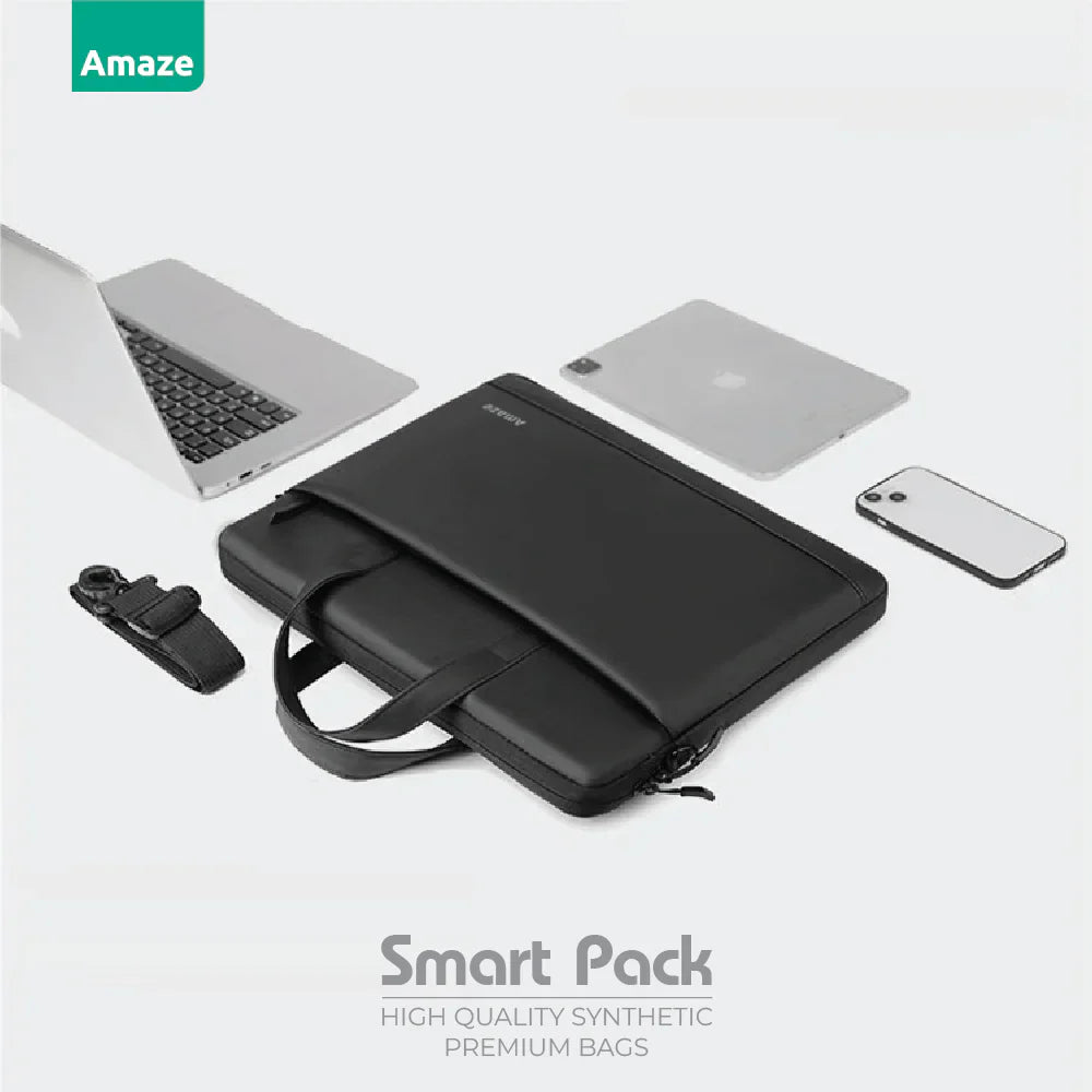 Amaze Smart Pack Synthetic Premium 15"-16" Laptop Bag/Sleeve | A905 | Black/Blue/Grey