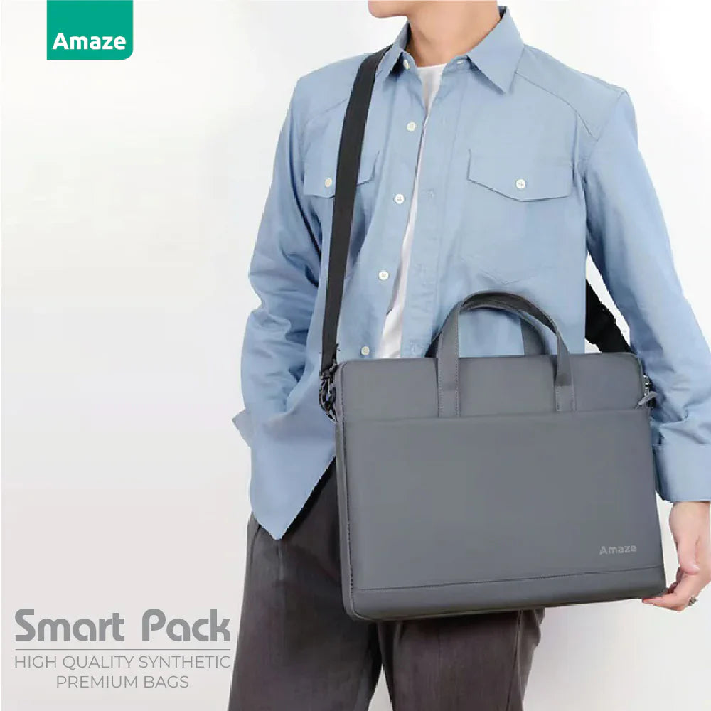 Amaze Smart Pack Synthetic Premium 15"-16" Laptop Bag/Sleeve | A905 | Black/Blue/Grey