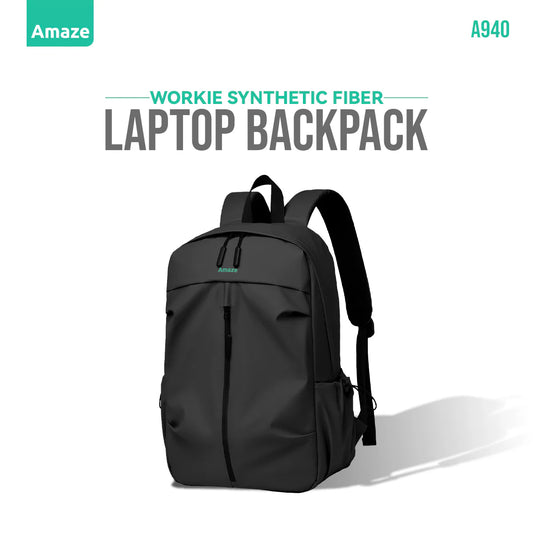 Amaze Workie Synthetic Fiber Premium 15"-16" Laptop Backpack | A940 | Black/Blue/Green