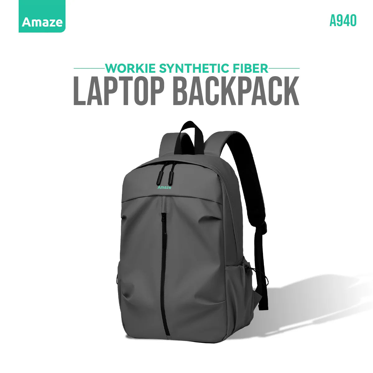 Amaze Workie Synthetic Fiber Premium 15"-16" Laptop Backpack | A940 | Black/Blue/Green