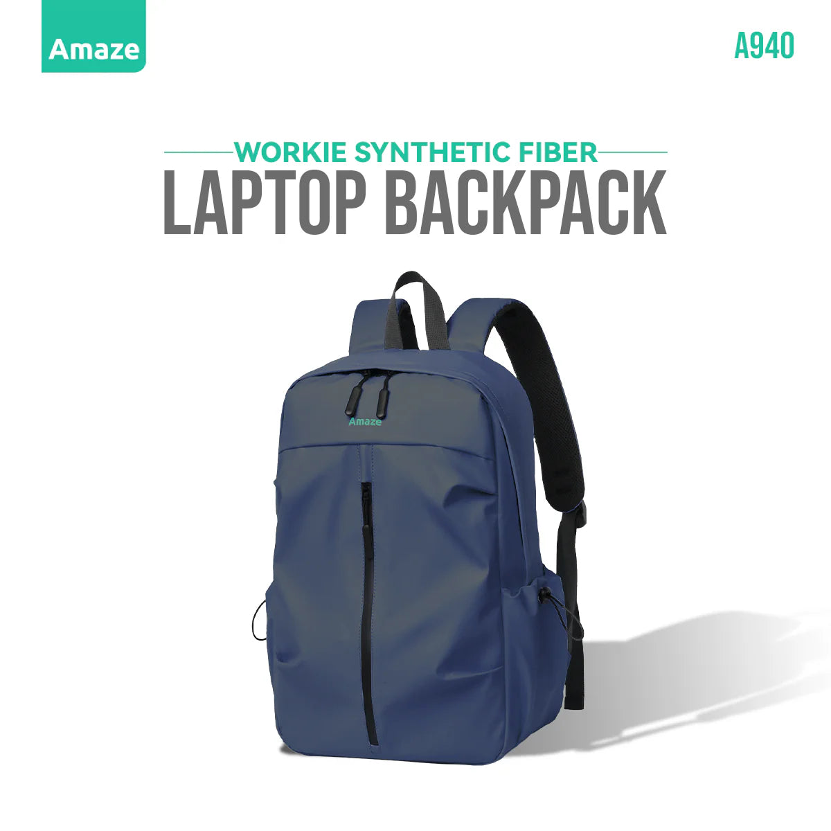 Amaze Workie Synthetic Fiber Premium 15"-16" Laptop Backpack | A940 | Black/Blue/Green