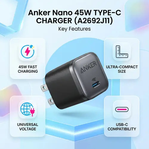 ANKER Nano 45W Type-C GaN Wall Charger | 1C | White | A2692P21-76