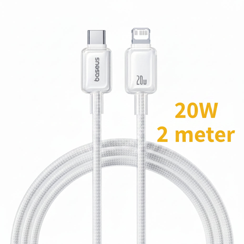 Baseus Crystal-Clear 20W 2m Type-C to Lightening Cable | White