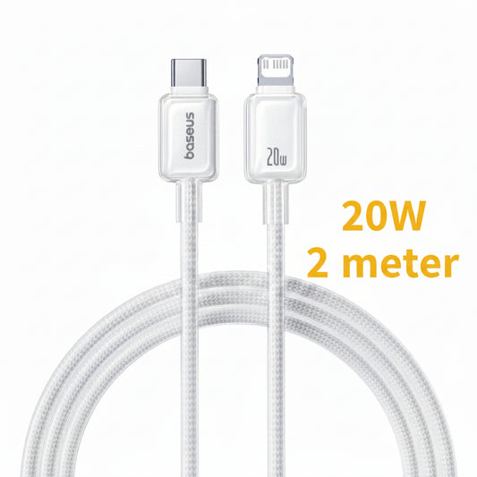 Baseus Crystal-Clear 20W 2m Type-C to Lightening Cable | White