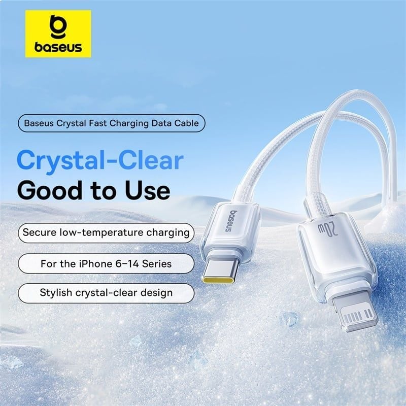 Baseus Crystal-Clear 20W 2m Type-C to Lightening Cable | White