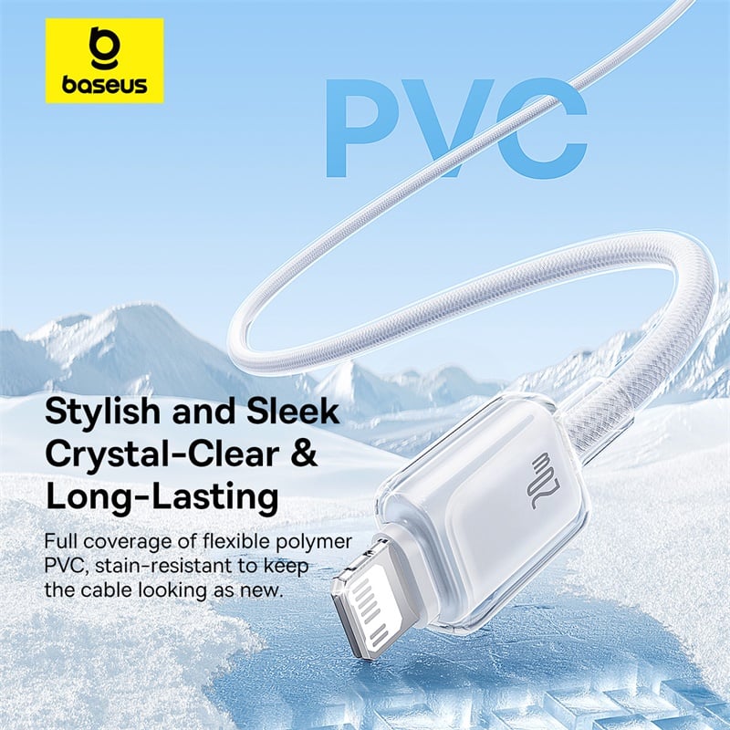 Baseus Crystal-Clear 20W 2m Type-C to Lightening Cable | White