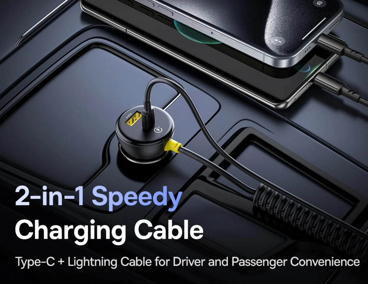 Baseus 60W Car Charger 1C1A + C&L Spring Cable | Circular Spring