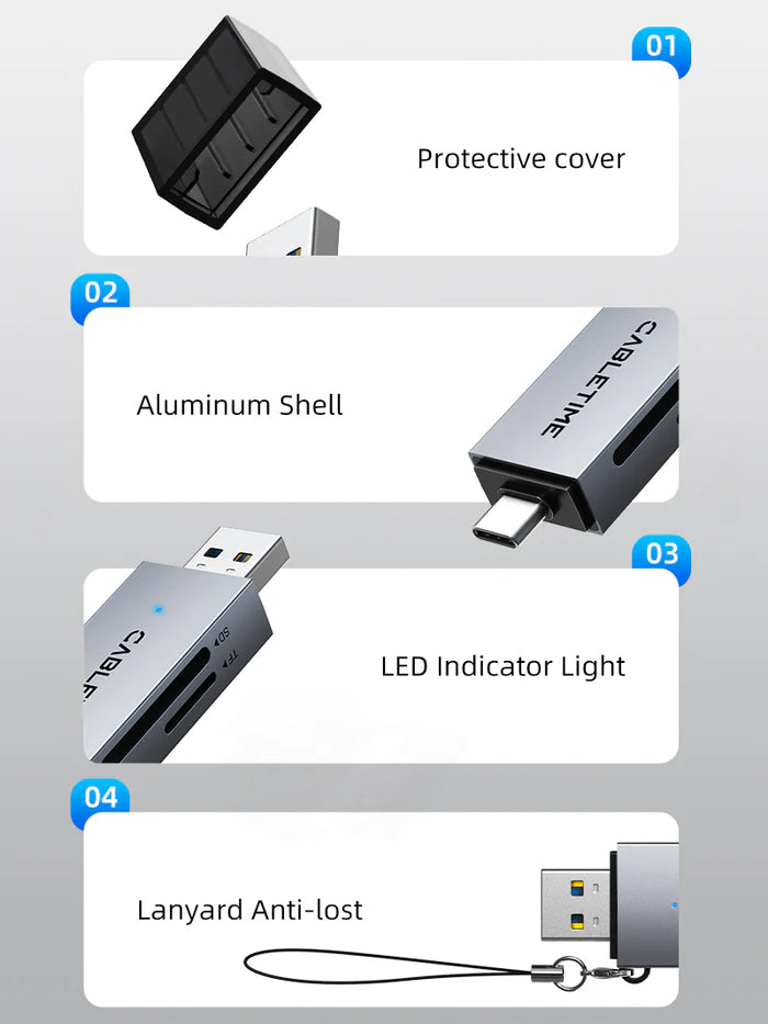 Cabletime 2-in-1 Card Reader | CD40G
