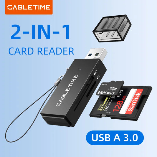 Cabletime 2-in-1 Card Reader| USB-A | CD41G