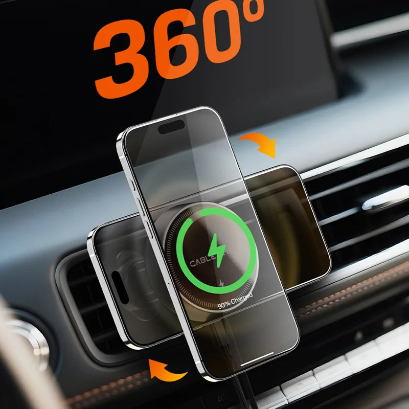Cabletime 15W Magnetic Wireless + 20W Wired Retractable Car Charging MagSafe Phone Holder | CE13B