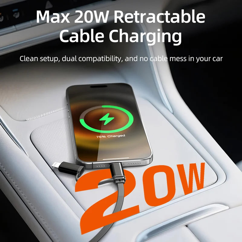 Cabletime 15W Magnetic Wireless + 20W Wired Retractable Car Charging MagSafe Phone Holder | CE13B