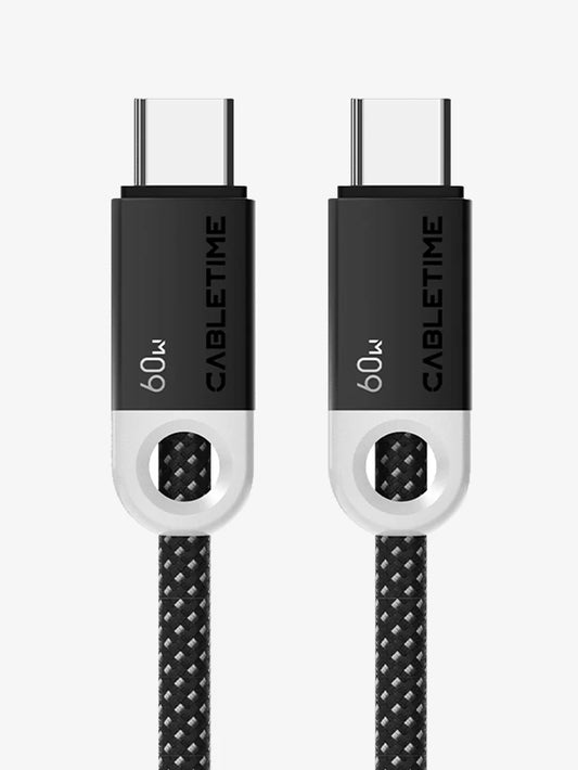 Cabletime 60W Type-C to Type-C Braided Cable | 1m/2m | CUP1H | Black