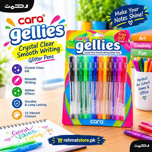 Cara Gellies Crystal Clear Smooth Writing Glitter Pens.