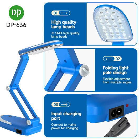 DP-636 LED Foldable Rechargeable Desk Lamp | 1200MAH.