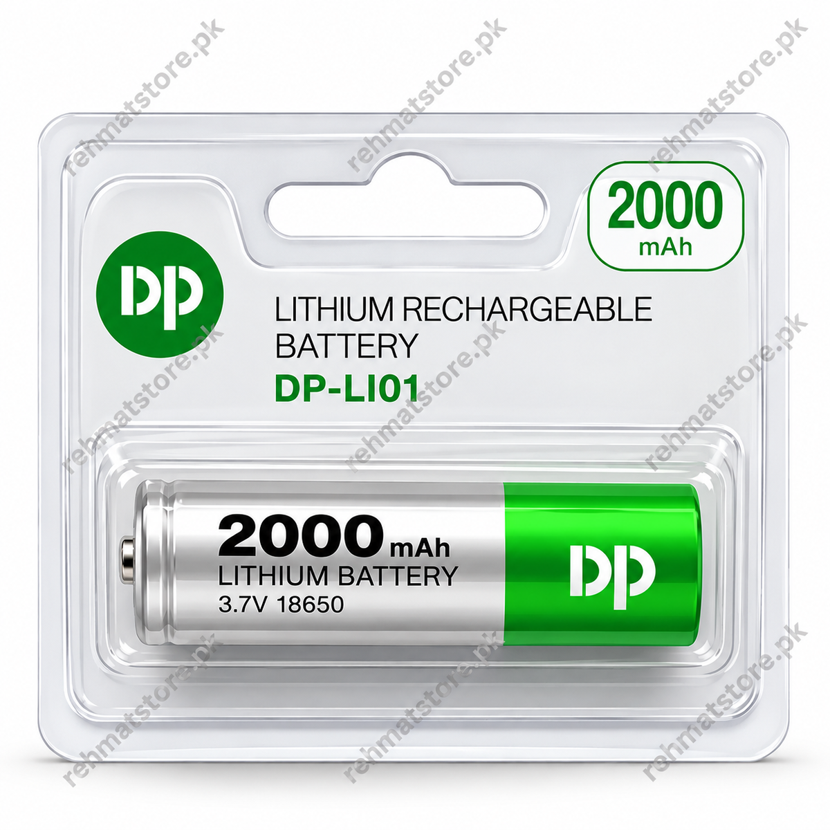 DP-Li01 2000mAh Rechargeable 18650 Lithium Battery (3.7V).