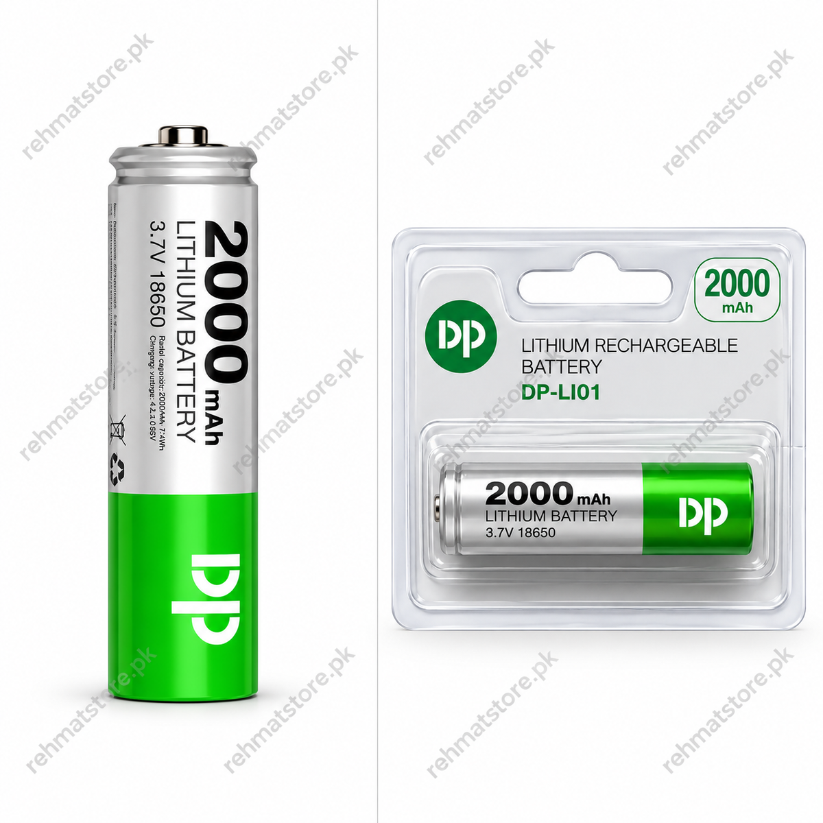 DP-Li01 2000mAh Rechargeable 18650 Lithium Battery (3.7V).
