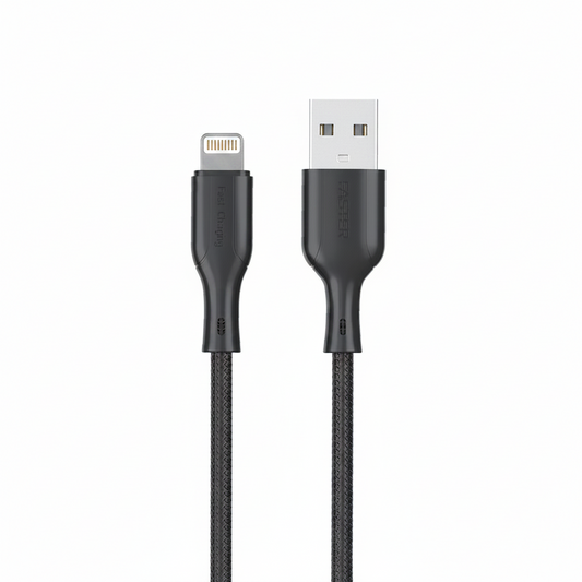 Lightening 1.2m Fast Charging Data Cable | Black | FC-08