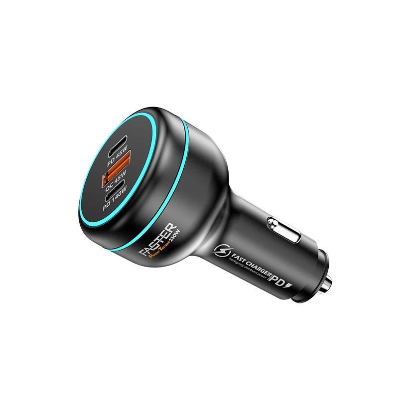 Faster 230W Car Charger | 1A+2C Port | with C-C Braided Cable | FCC-230W