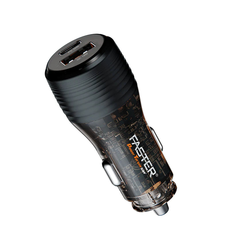 Faster 51W Car Charger | 1A+1C Port | with C-C Cable | C9/C10