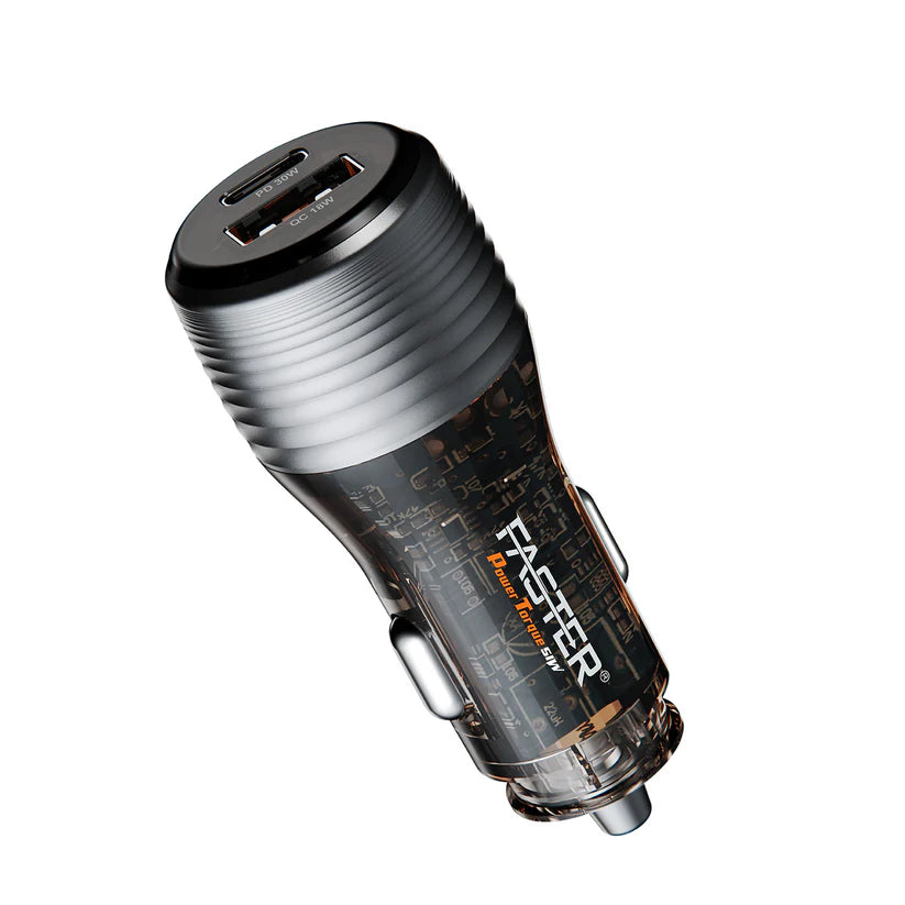 Faster 51W Car Charger | 1A+1C Port | with C-C Cable | C9/C10