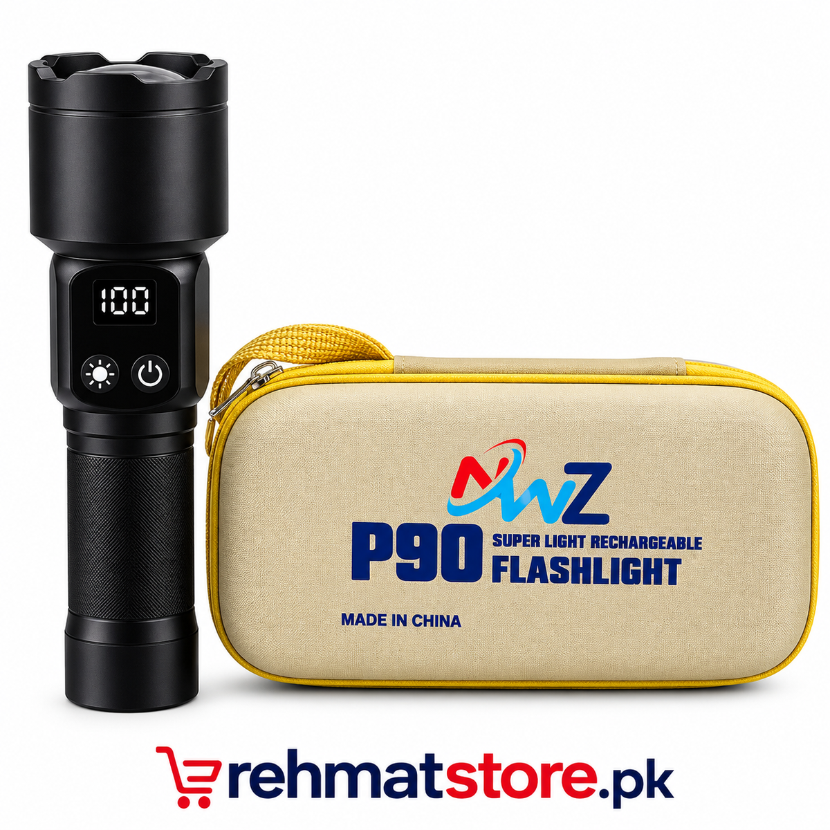 P90 Super Light Rechargeable Flashlight Protective Carrying Case.